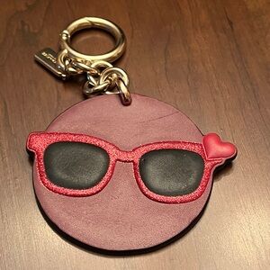 Coach Leather keychain/ burgundy w/ red sunglasses